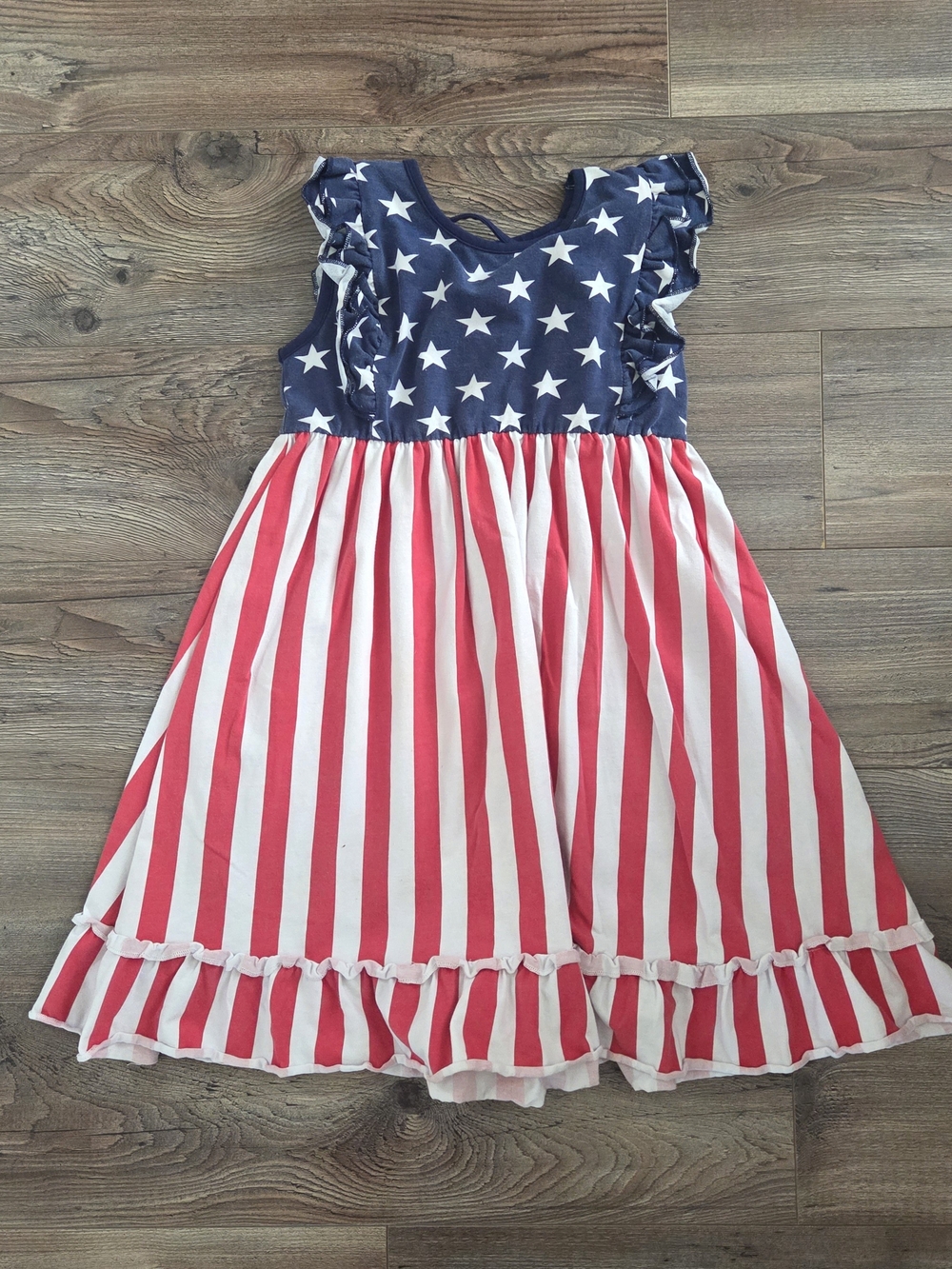 Girls Navy, Red & White Star & Stripe Dress